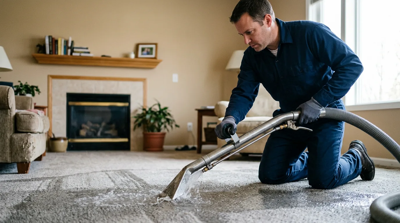 Water damage restoration technician working near Belva, WV